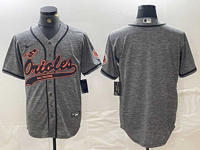 Mens Baltimore Orioles Blank Grey Gridiron Cool Base Stitched Baseball Jersey